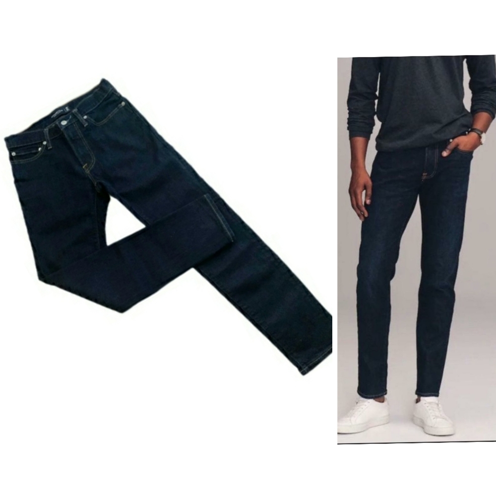 Abercrombie & Fitch Men's Skinny Stretch Jeans Dark Navy Blue 28x30